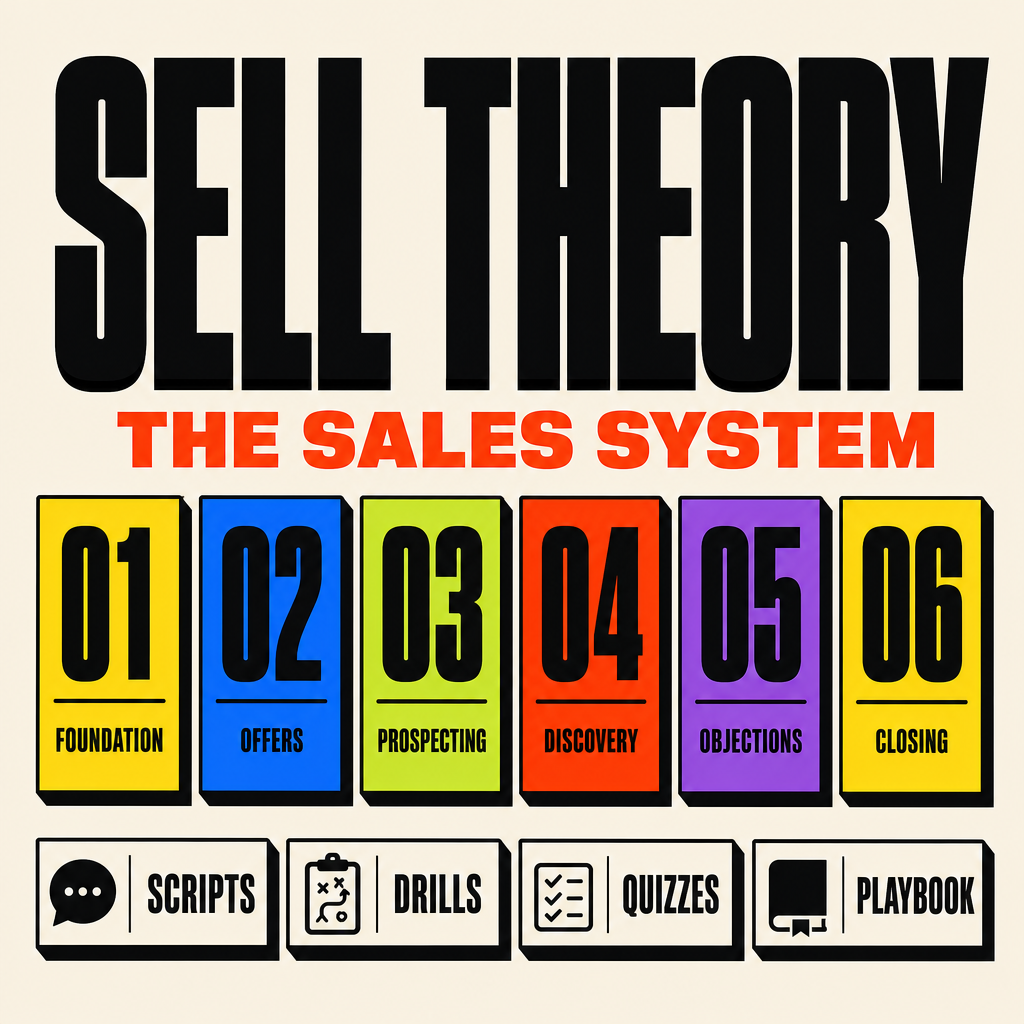 Sell Theory — 12 sales lessons with scripts, drills, quizzes and a sales playbook